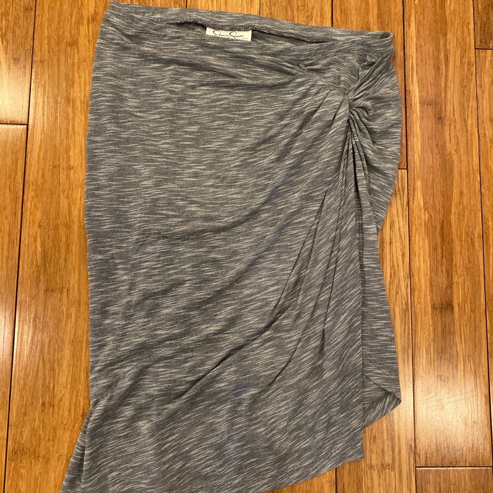 Jessica Simpson Heathered Navy Twist Front Maternity Skirt sz S